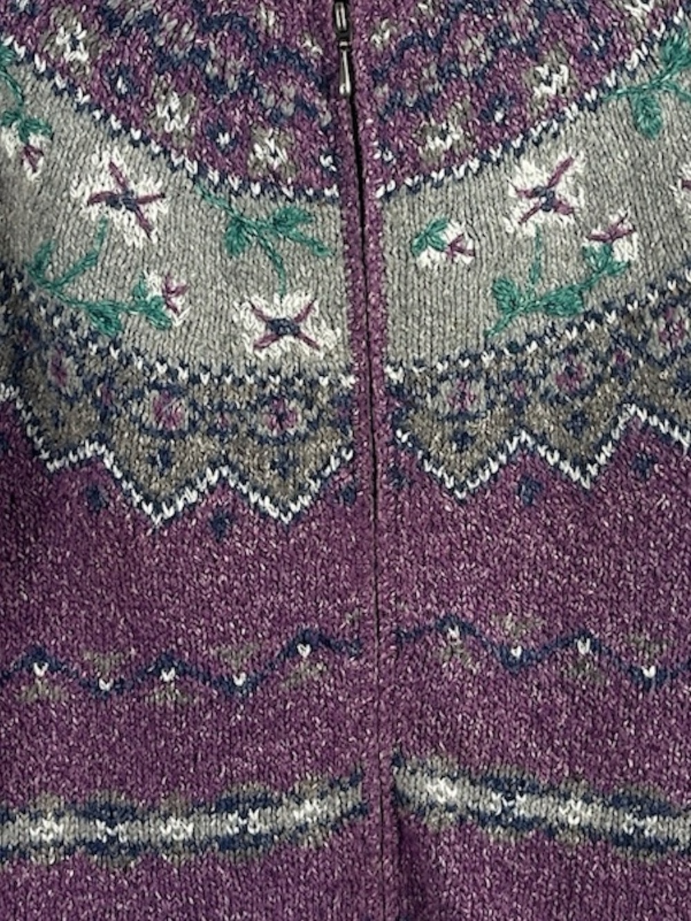 Northern Isles Vintage Purple Fair Isle Zip-Up Women's Sweater Size L - Picture 6 of 10